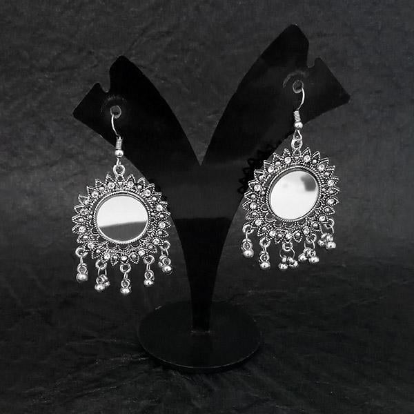 Jeweljunk Silver Plated Mirror Dangler Earrings - 1314583