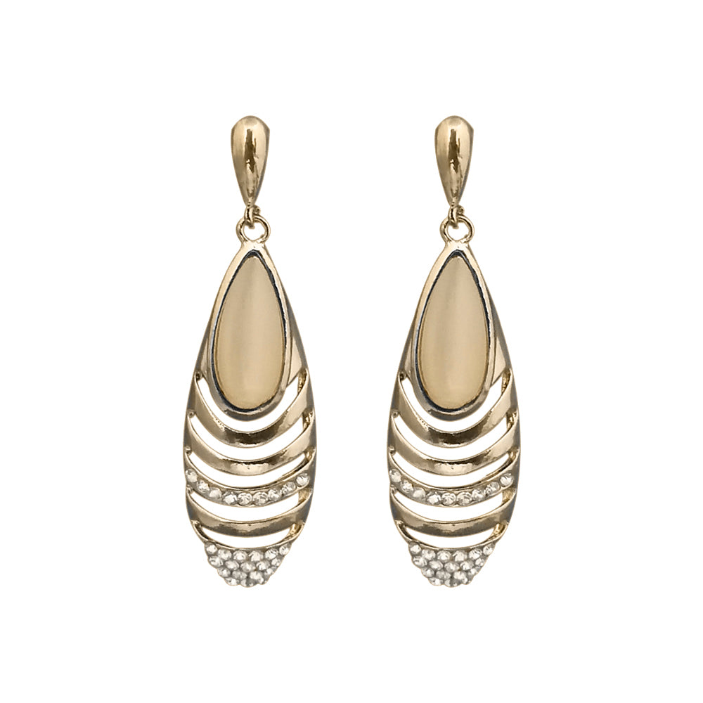 Kriaa Gold Plated Pota Stone And Austrian Stone Enamel Earrings