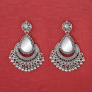 Jeweljunk Austrian Stone Silver Plated Mirror Dangler Earrings - 1314706
