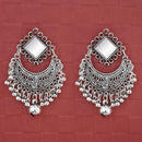 Jeweljunk Silver Plated Mirror Dangler Earrings - 1314710
