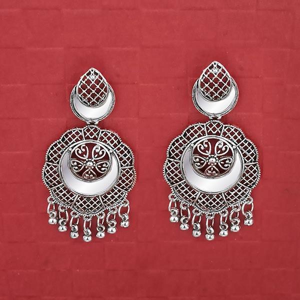 Tip Top Fashions Silver Plated Mirror Dangler Earrings - 1314715