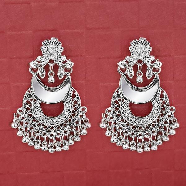 Tip Top Fashions Silver Plated Austrian Stone Dangler Mirror Earrings - 1314723