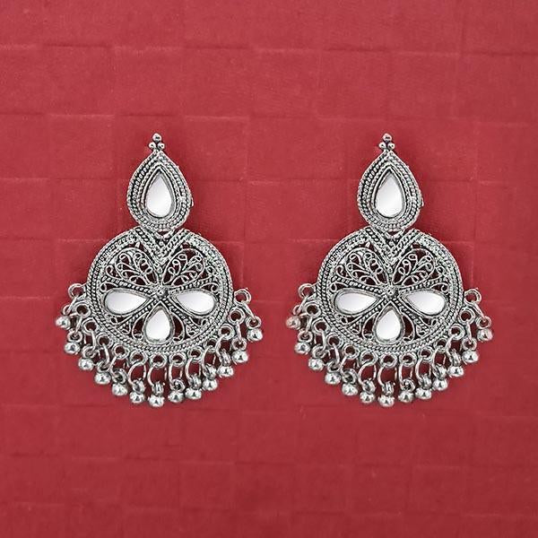 Tip Top Fashions Silver Plated White Kundan Dangler Earrings - 1314724