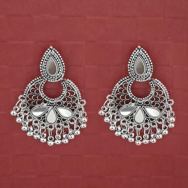 Tip Top Fashions Silver Plated White Kundan Dangler Earrings - 1314728