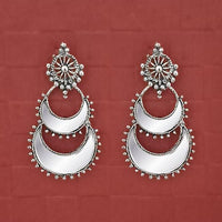 Tip Top Fashions Silver Plated Mirror Dangler Earrings - 1314729
