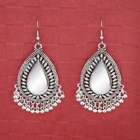 Jeweljunk Silver Plated Mirror Dangler Earrings - 1314739