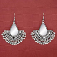 Tip Top Fashions Silver Plated Mirror Dangler Earrings - 1314741