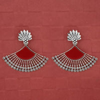 Jeweljunk Silver Plated Red Enamel Earrings - 1314746A