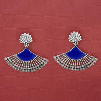 Jeweljunk Silver Plated Blue Enamel Earrings - 1314746B
