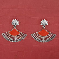 Jeweljunk Silver Plated Orange Enamel Earrings - 1314746F