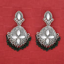 Jeweljunk Silver Plated Green Beads Mirror Dangler Earrings - 1314748E