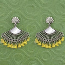Jeweljunk Silver Plated Yellow Beads Mirror Jhumki Earrings - 1314788J