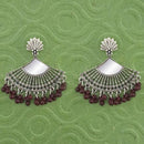 Jeweljunk Silver Plated Brown Beads Mirror Jhumki Earrings - 1314788K