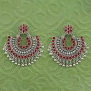 Jeweljunk Maroon Meenakari Silver Plated Afghani Earrings - 1314789A
