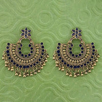 Jeweljunk Blue Meenakari Gold Plated Afghani Earrings - 1314790D