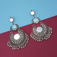 Tip Top Fashions Silver Plated Mirror Dangler Earrings - 1314808A