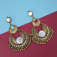 Tip Top Fashions Gold Plated Mirror Dangler Earrings - 1314813B