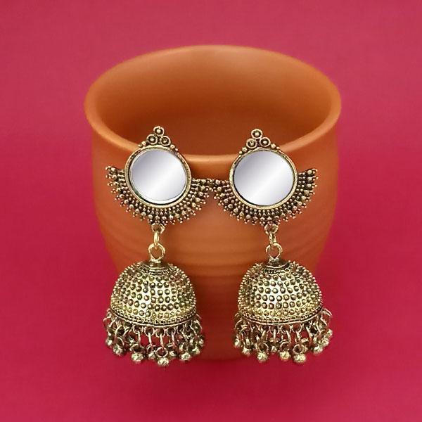 Tip Top Fashions Gold Plated Mirror Jhumki Earrings - 1314832B