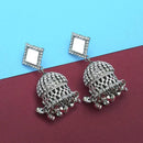 Jeweljunkm Silver Plated Stone Mirror Jhumki Earrings - 1314915
