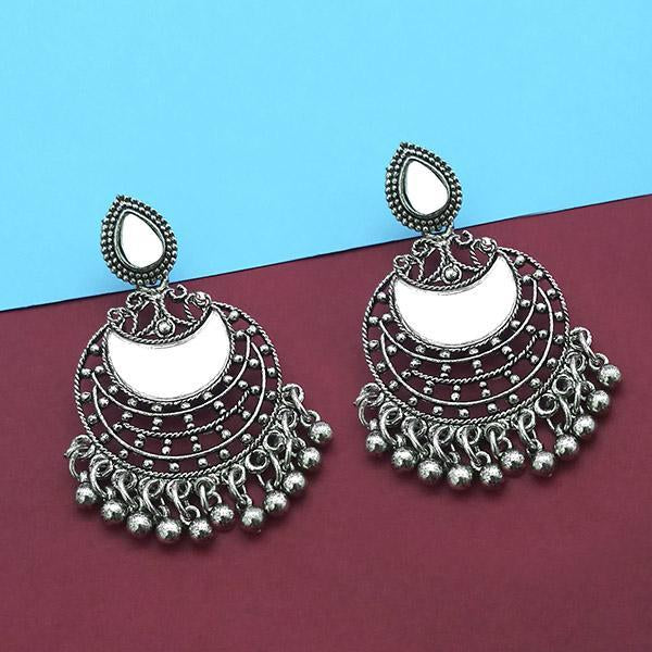 Jeweljunk Silver Plated Mirror Dangler Earrings - 1314928