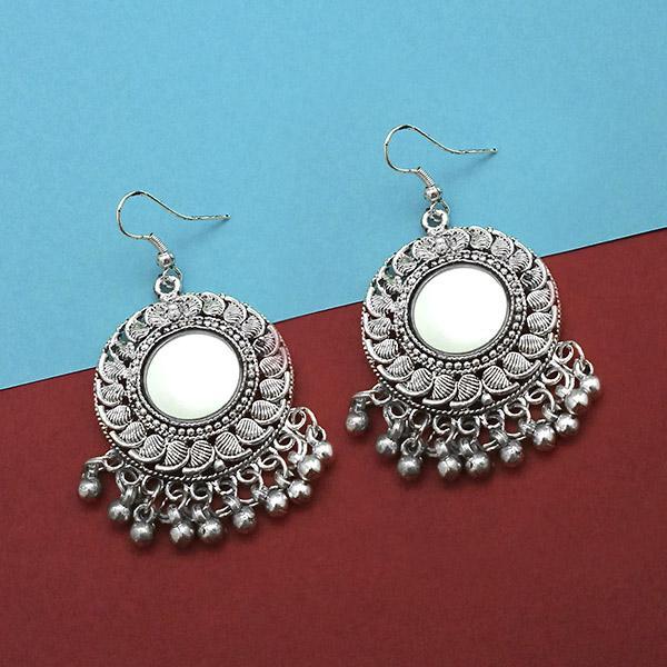 Jeweljunk Silver Plated Mirror Dangler Earrings - 1314935