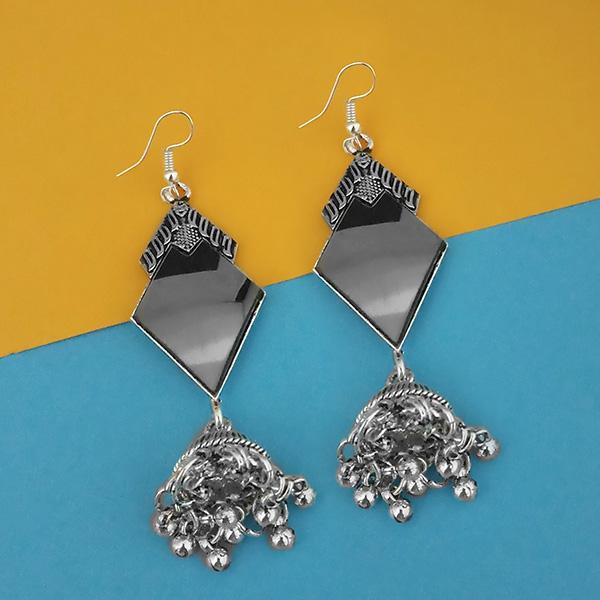 Tip Top Fashions Oxidised Plated Mirror Jhumki Earrings  - 1314939A