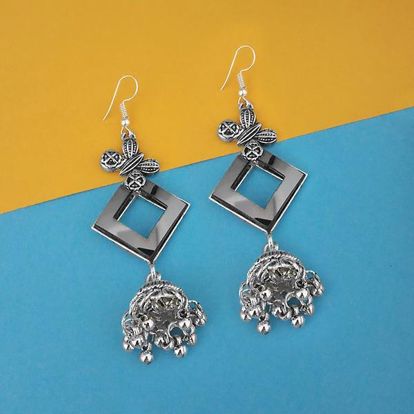 Tip Top Fashions Oxidised Plated Mirror Jhumki Earrings - 1314940A