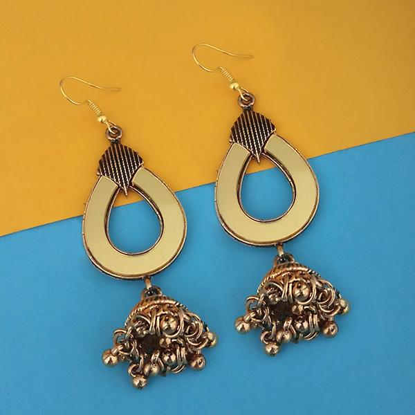 Tip Top Fashions  Antique Gold Plated  Mirror Jhumki Earrings - 1314943B