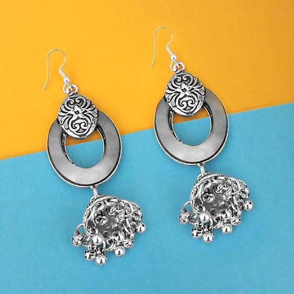 Tip Top Fashions Oxidised Plated Mirror Jhumki Earrings  - 1314952A