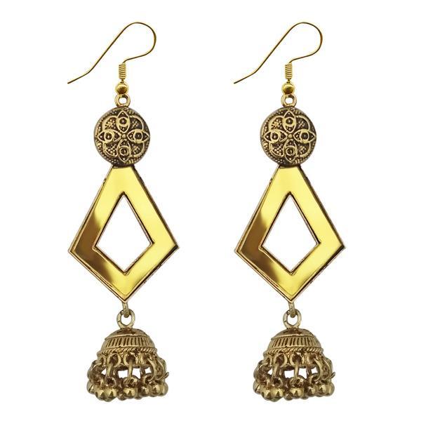 Tip Top Fashions  Antique Gold Plated  Mirror Jhumki Earrings - 1314954B