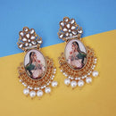 kriaa Kundan Stone Padmavati Inspired Gold Plated Dangler Earrings - 1315112