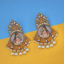 kriaa Kundan Stone Padmavati Inspired Gold Plated Dangler Earrings - 1315114