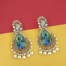 Kriaa Kundan Austrian Stone Peacock Design Dangler Earrings - 1315126