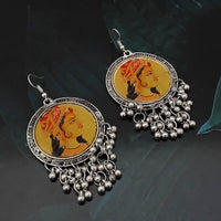 Jeweljunk Oxidised Plated Queen Afghani Earrings