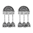 Jeweljunk Oxidised Plated Chain Jhumki Earrings
