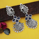Jeweljunk Oxidised Plated Purple Stone Peacock Design Jhumki Earrings