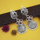 Jeweljunk Oxidised Plated Brown Stone Peacock Design Jhumki Earrings