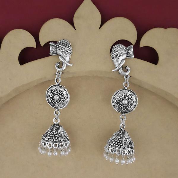 Jeweljunk Oxidised Plated Dangler Elephant Earrings