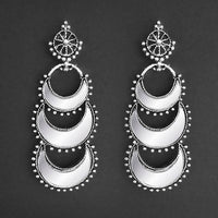 Tip Top Fashions Silver Plated White Mirror Earrings - 1315320