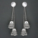 Tip Top Fashions Silver Plated Kashmiri Jhumka Earrings  - 1315325