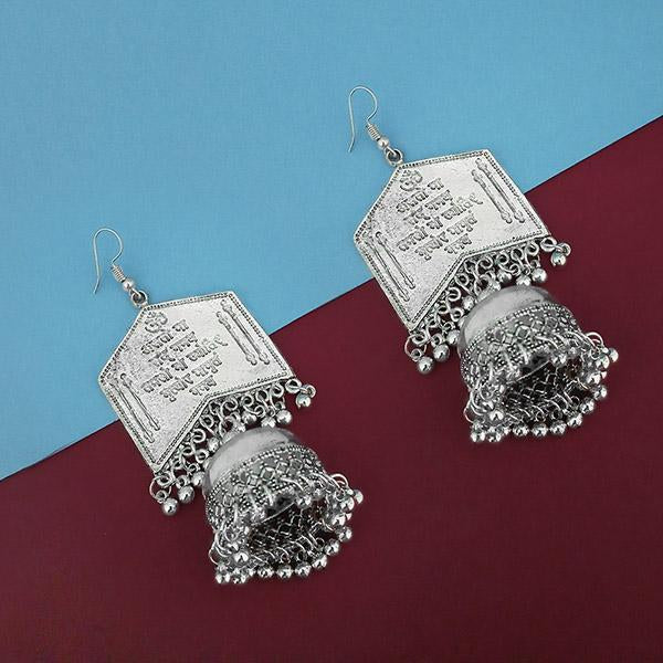 Tip Top Fashions Oxidised Plated Jhumki Earrings - 1315334