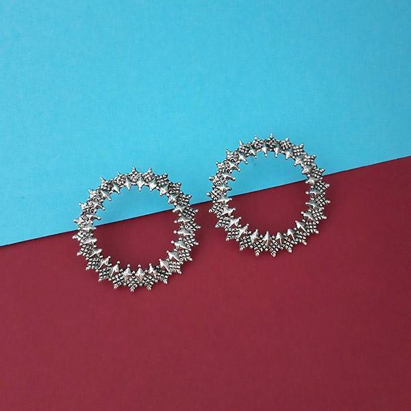 Jeweljunk Oxidised Plated Round Stud Earrings  - 1315345