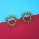 Jeweljunk Antique Gold Plated Round Stud Earrings - 1315347A