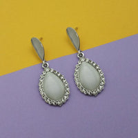 Kriaa Resin And Austrian Stone Silver Plated Dangler Earrings - 1315408