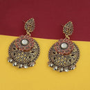 Kriaa Gold Plated Austrian Stone Maroon Meenakari Earrings - 1315503