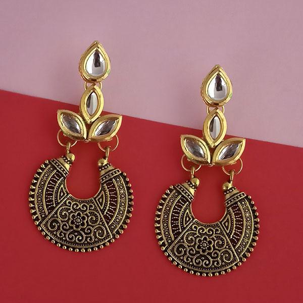 Kriaa Gold Plated Kundan Stone Dangler Earrings - 1315521