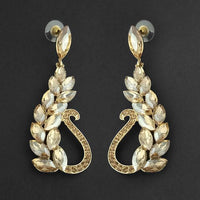 Kriaa Brown Crystal Stone Dangler earrings - 1315605