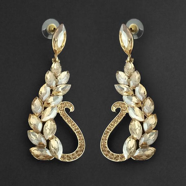 Kriaa Brown Crystal Stone Dangler earrings - 1315605