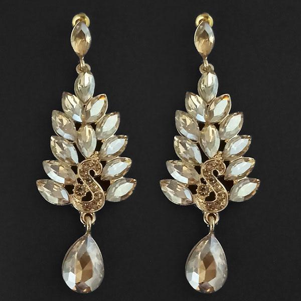 Kriaa Brown Crystal Stone Dangler earrings - 1315610