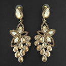 Kriaa Brown Crystal Stone Dangler earrings - 1315612